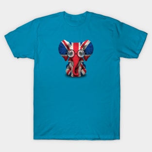 Baby Elephant with Glasses and British Flag T-Shirt